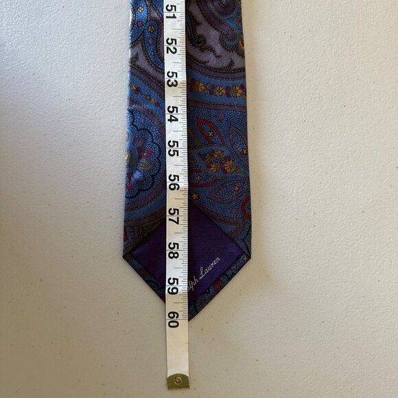 Ralph Lauren Collection Paisley Silk Necktie 60" Made In Italy 100% Silk Handmad - Picture 7 of 11